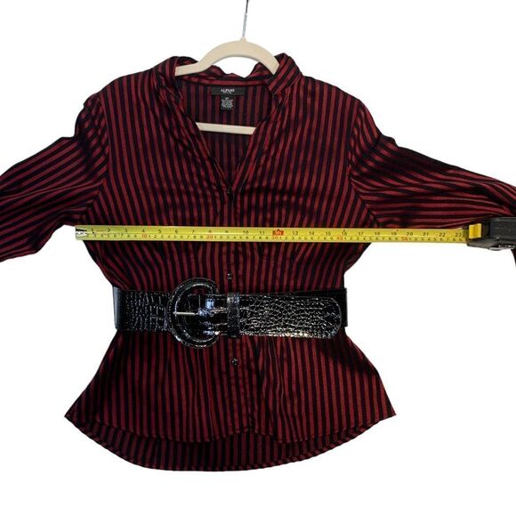 Alfani Red and Black Striped Belted Blouse - Picture 9 of 10